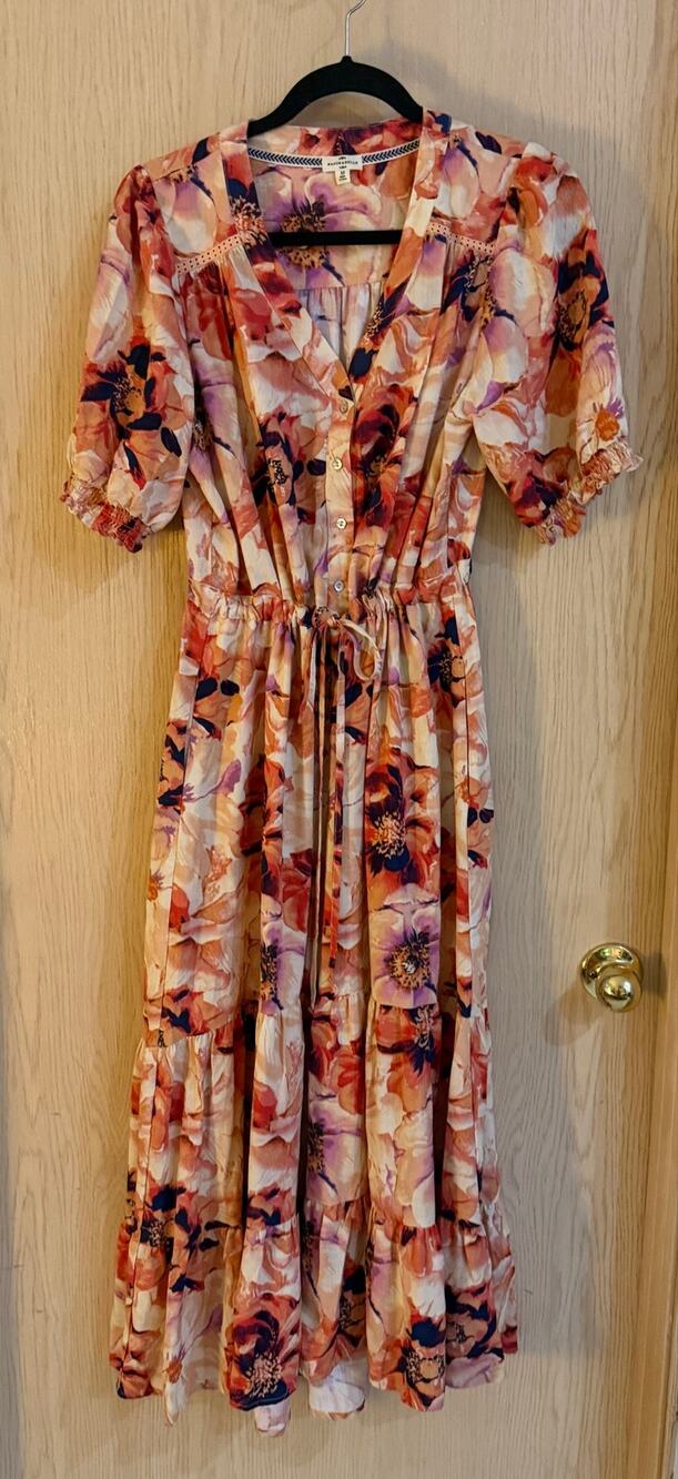 Mason & Belle Floral Button Front Tiered Maxi Dress Size M